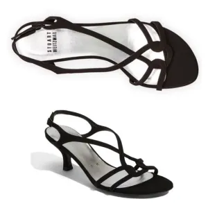 STUART WEITZMAN ReversalSlingback Strappy Pump Sandal HeelsBlack Satin 10 NWOT