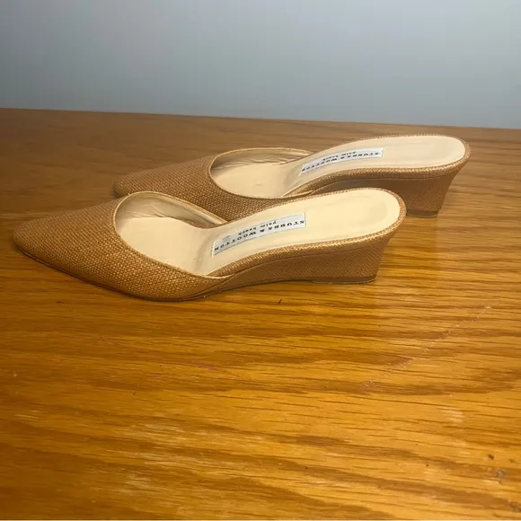 Stubbs &amp; Wootton Woven Wedge Mules Size 6.5B Slip-On Heels Palm Beach resort