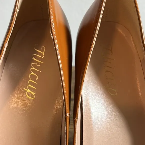 Stunning Tikicup Brown Faux Leather Pointed Toe High Heels