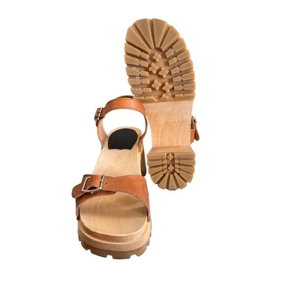 Swedish Hasbeens Women’s EU38 US8 Buckle Clog Platform Sandals  Anthropologie On