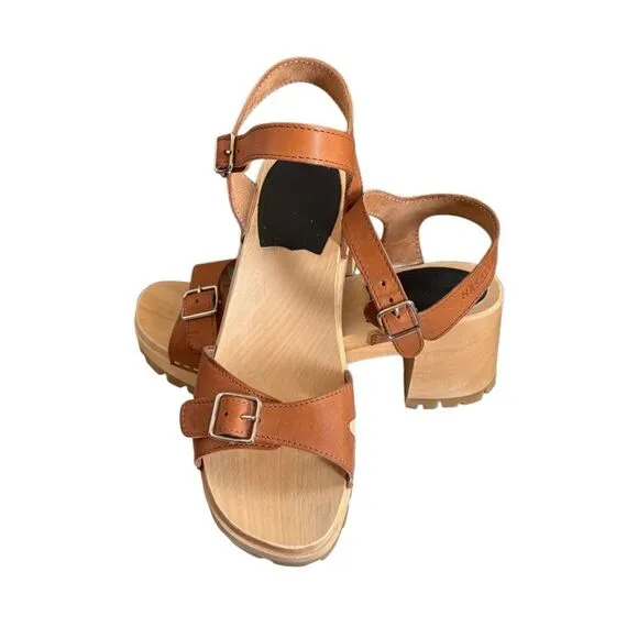 Swedish Hasbeens Women’s EU38 US8 Buckle Clog Platform Sandals  Anthropologie On