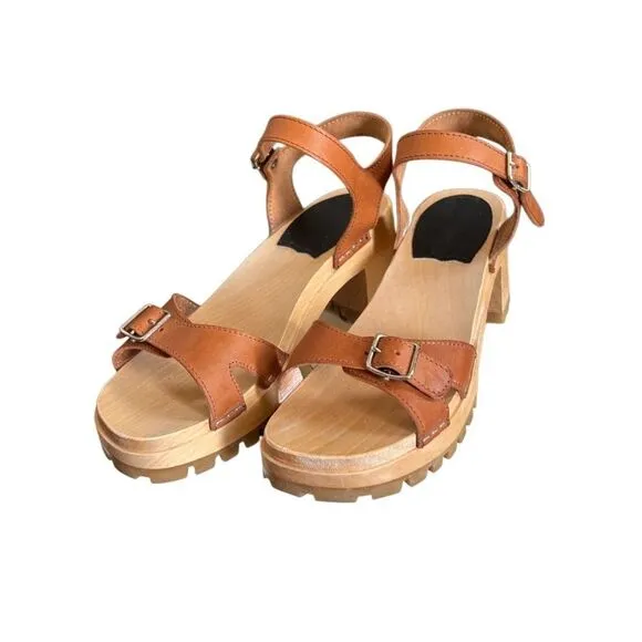 Swedish Hasbeens Women’s EU38 US8 Buckle Clog Platform Sandals  Anthropologie On