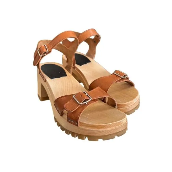Swedish Hasbeens Women’s EU38 US8 Buckle Clog Platform Sandals