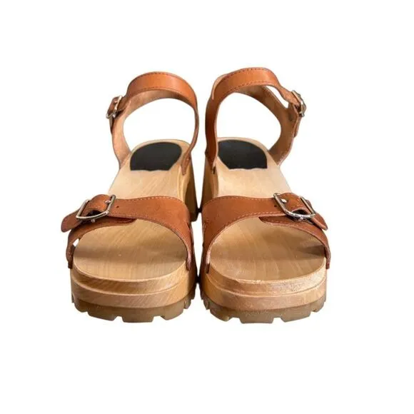 Swedish Hasbeens Women’s EU38 US8 Buckle Clog Platform Sandals
