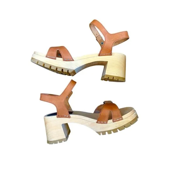 Swedish Hasbeens Women’s EU38 US8 Buckle Clog Platform Sandals