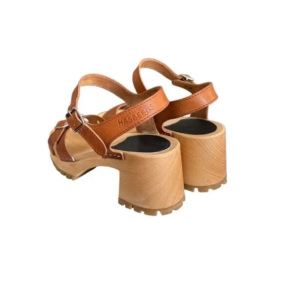Swedish Hasbeens Women’s EU38 US8 Buckle Clog Platform Sandals