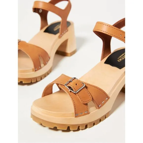 Swedish Hasbeens Women’s EU38 US8 Buckle Clog Platform Sandals