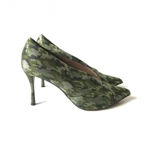 Tabitha Simmons Camo Heels Pumps Womens 39 9 Green Pointed Toe Camouflage Bootie