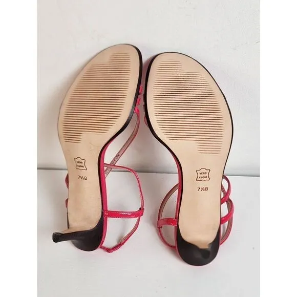 Talbot's Tropical Punch Pink Strappy Heels Size 7.5 NWB