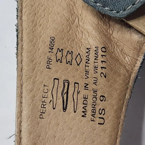 Taos The Perfect Sandals Women's US 9 Teal Leather Slide Toe Loop Comfort Shoes
