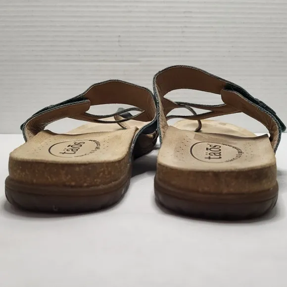 Taos The Perfect Sandals Women's US 9 Teal Leather Slide Toe Loop Comfort Shoes
