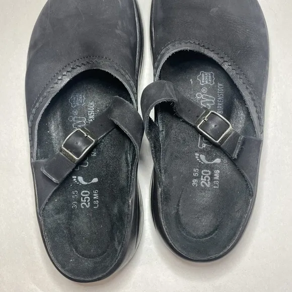 Tatami By Birkenstock Unisex Black Leather Slip On Comfort Mules Sz L8 M6 Suede