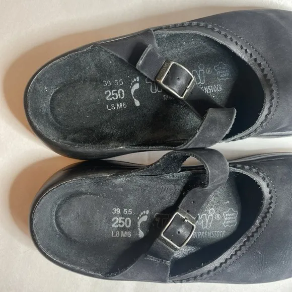 Tatami By Birkenstock Unisex Black Leather Slip On Comfort Mules Sz L8 M6 Suede