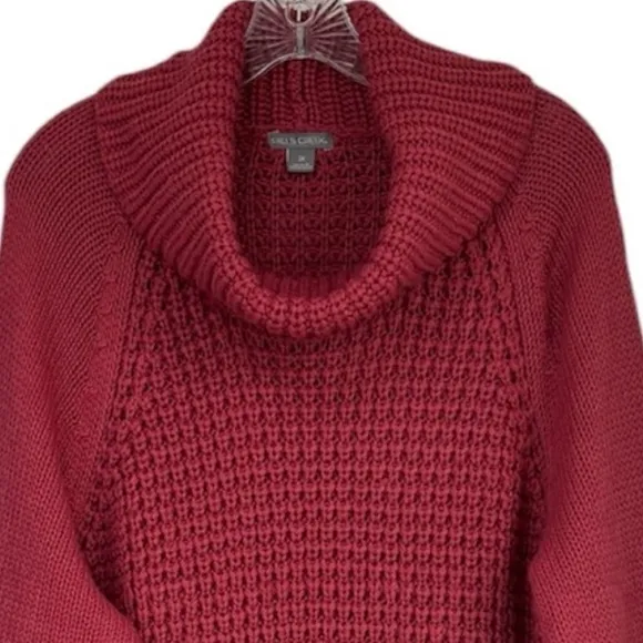 Textured Knit Sweater Cowl Neck Falls Creek Cognac Rose Brown Womens Size 3X