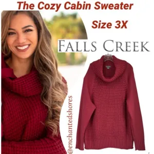 Textured Knit Sweater Cowl Neck Falls Creek Cognac Rose Brown Womens Size 3X