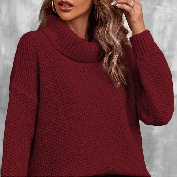 Textured Knit Sweater Cowl Neck Falls Creek Cognac Rose Brown Womens Size 3X