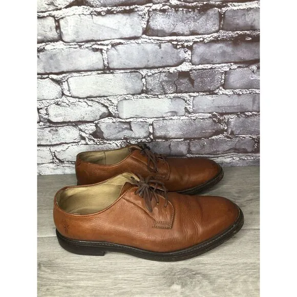 The Frye Co. John A Frye Brown Leather Pebbled Oxfords Shoes Men’s 11D US/44.5EU