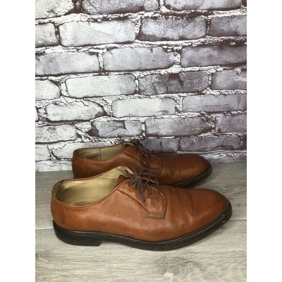The Frye Co. John A Frye Brown Leather Pebbled Oxfords Shoes Men’s 11D US/44.5EU