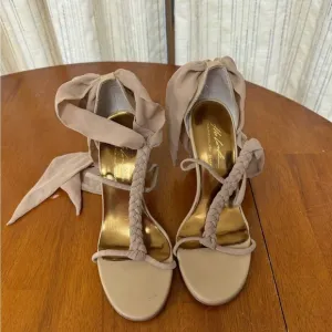 The Look by Randolph Duke stiletto heel strappy pumps chiffon ankle tie size5.5