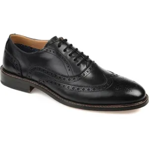Thomas &amp; Vine Mens Franklin Black Leather Round Toe Lace Up Oxfords New