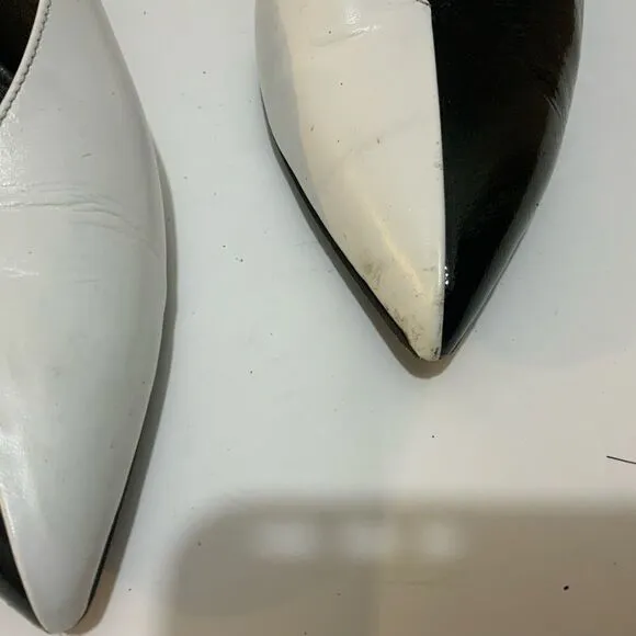 Tibi Black and White Kitten Heels Pointy Toe Mules size 38