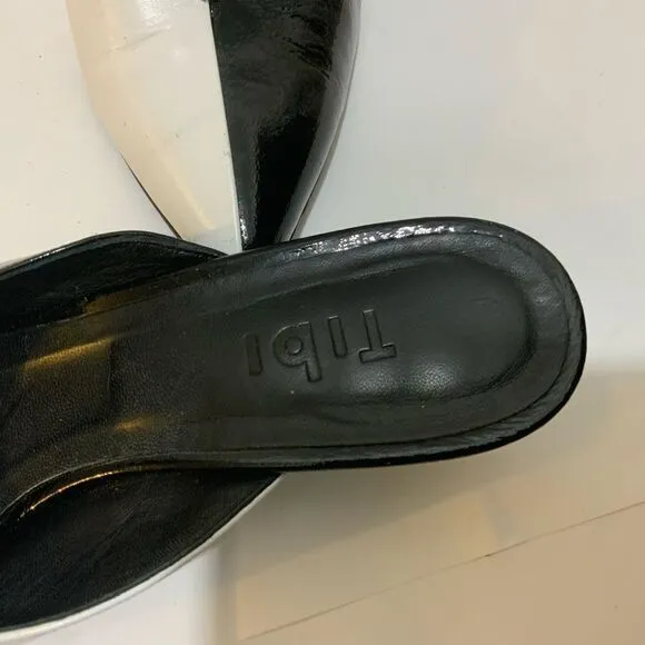 Tibi Black and White Kitten Heels Pointy Toe Mules size 38