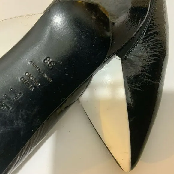 Tibi Black and White Kitten Heels Pointy Toe Mules size 38