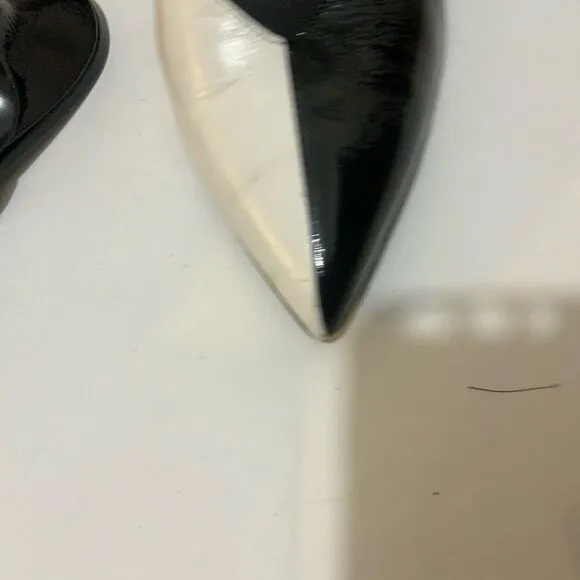 Tibi Black and White Kitten Heels Pointy Toe Mules size 38