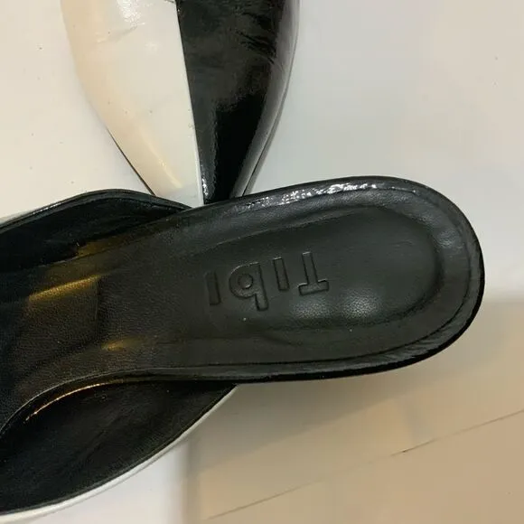 Tibi Black and White Kitten Heels Pointy Toe Mules size 38