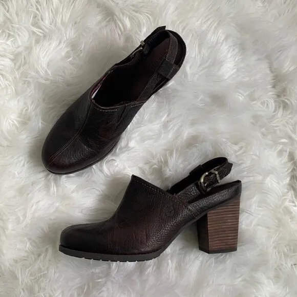 Timberland Earthkeepers Rudstom Leather Slingback  Heeled Mule Clogs Sz 11