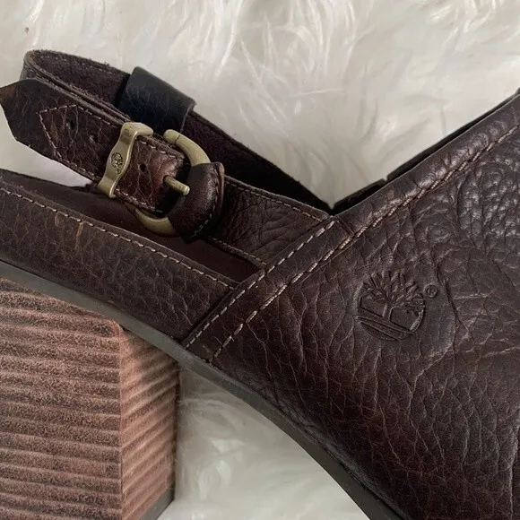 Timberland Earthkeepers Rudstom Leather Slingback  Heeled Mule Clogs Sz 11