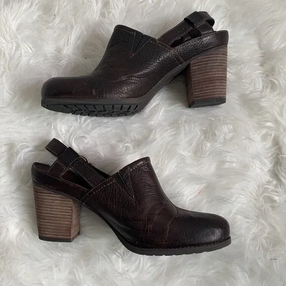 Timberland Earthkeepers Rudstom Leather Slingback  Heeled Mule Clogs Sz 11