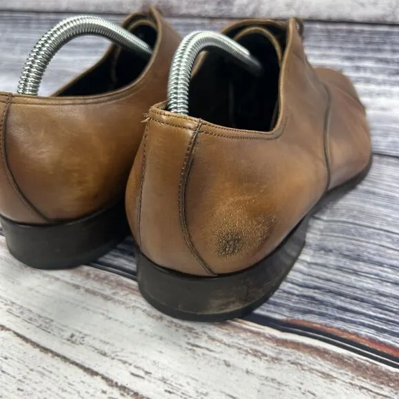 To Boot New York Aidan Brown Leather Cap Toe Oxfords Dress Shoes 1298, Men’s 9.5