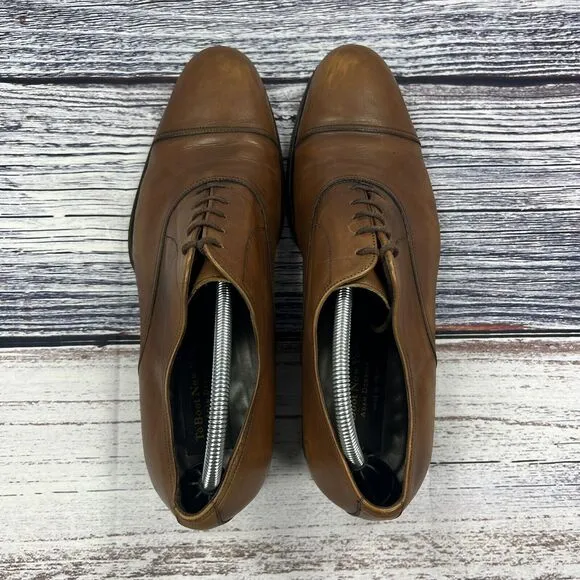To Boot New York Aidan Brown Leather Cap Toe Oxfords Dress Shoes 1298, Men’s 9.5