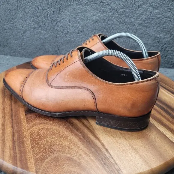 To Boot New York Harding Shoes Brown Leather Mens 8.5 Oxfords Cap Toe Dress