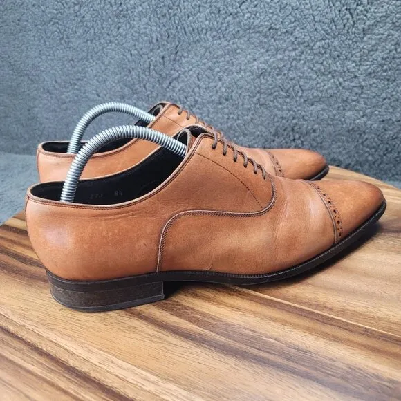 To Boot New York Harding Shoes Brown Leather Mens 8.5 Oxfords Cap Toe Dress