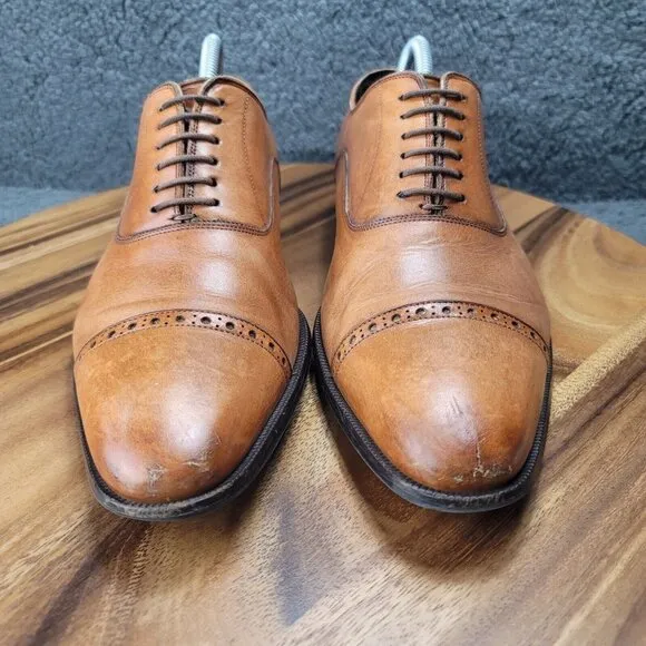 To Boot New York Harding Shoes Brown Leather Mens 8.5 Oxfords Cap Toe Dress