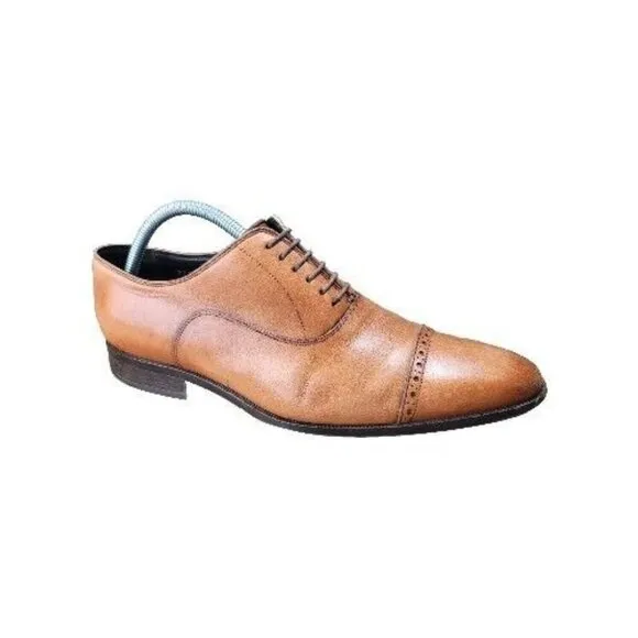 To Boot New York Harding Shoes Brown Leather Mens 8.5 Oxfords Cap Toe Dress
