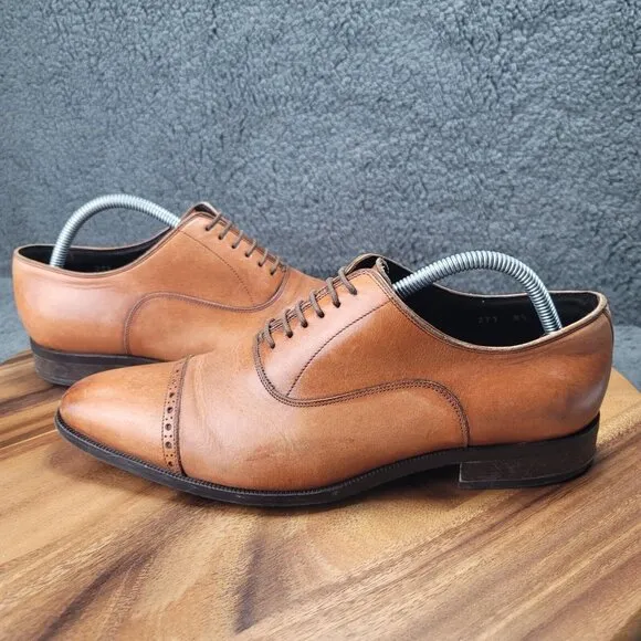 To Boot New York Harding Shoes Brown Leather Mens 8.5 Oxfords Cap Toe Dress