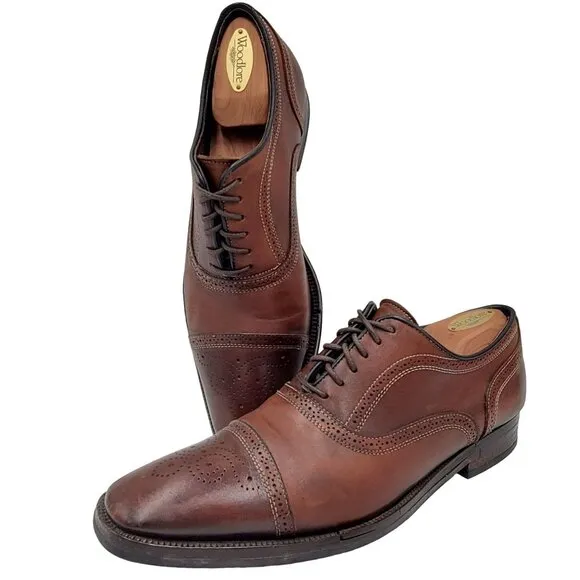 To Boot New York Italy Men 8.5 Antiqued Brown Leather Dress Shoes Cap-toe Oxford