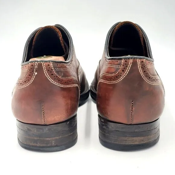 To Boot New York Italy Men 8.5 Antiqued Brown Leather Dress Shoes Cap-toe Oxford