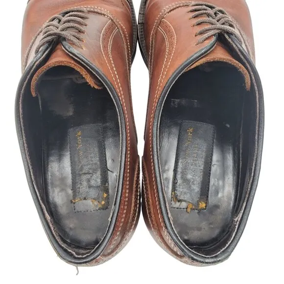 To Boot New York Italy Men 8.5 Antiqued Brown Leather Dress Shoes Cap-toe Oxford