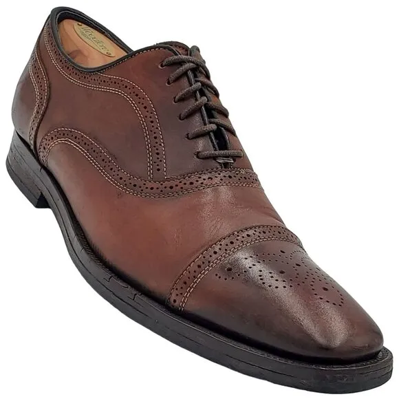 To Boot New York Italy Men 8.5 Antiqued Brown Leather Dress Shoes Cap-toe Oxford
