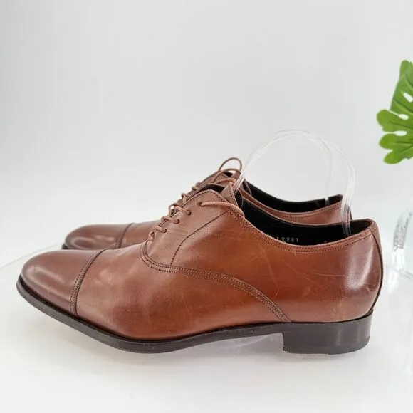 To Boot New York Mens Aidan Dress Shoes Oxfords Cap Toe Brown Leather Size 8.5