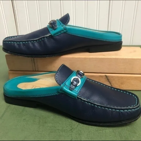 Tod’s Apron-Toe Slides/Mules with Horsebit Deco