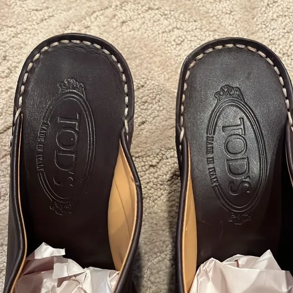 Tod’s Brown Leather block heel Clogs Size EU 40/US 9