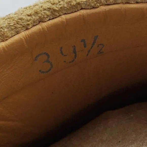 Tod's Leather Suede Heeled Mules Clogs Camel Tan size 39.5 / 8.5-9 Classic Italy