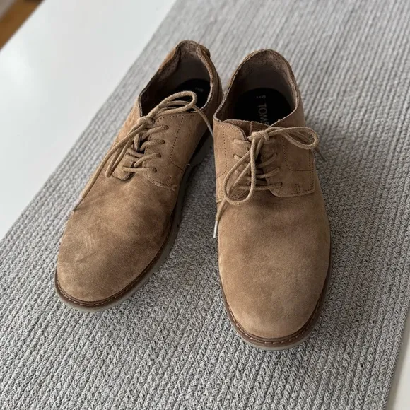 Toms Tan Khaki Suede Tie Oxford Dress Shoes Size 11