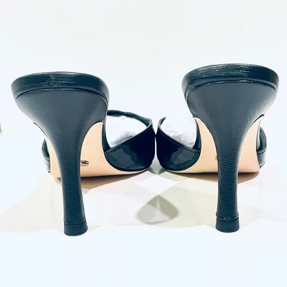 Tony Bianco black patent pointed toe Shuga mules size 6.5 - new