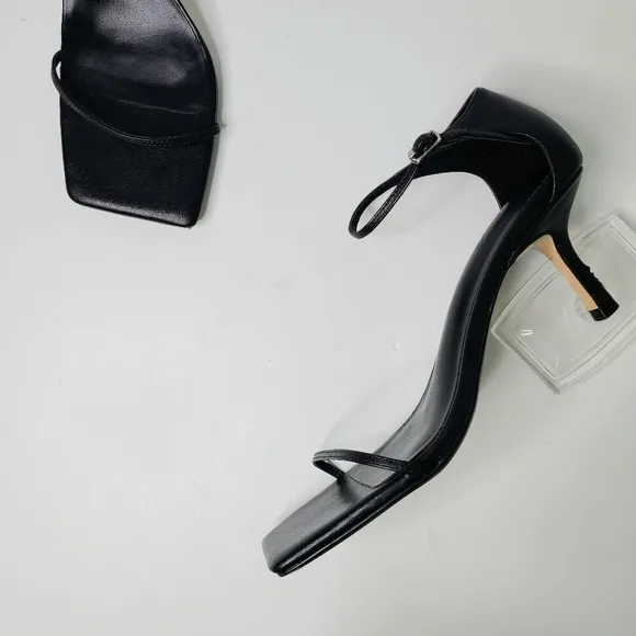 Tony Bianco Black Strappy Leather Low Heels